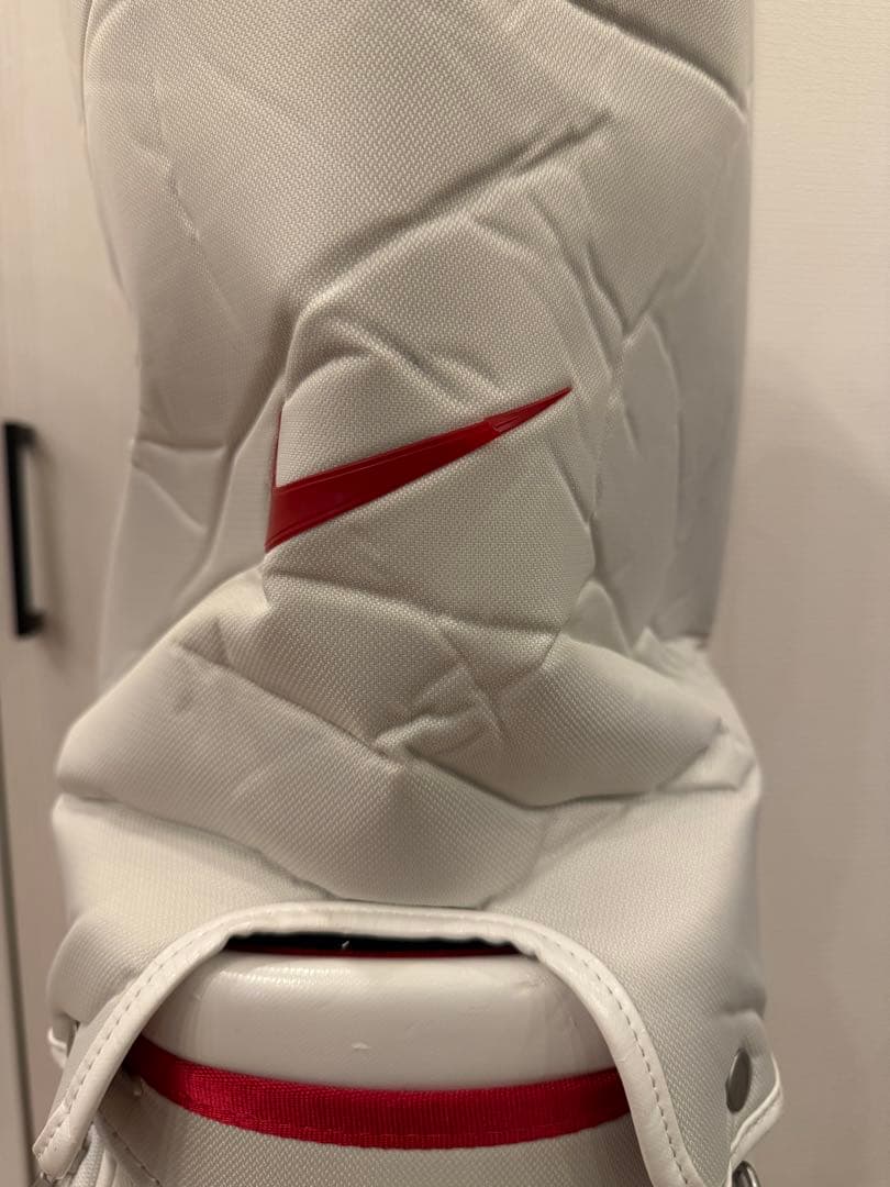 中古美品NIKE ナイキ ゴルフ キャディバッグ BG0371 ホワイト/レッド